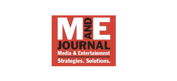 Media and entertainment industry logo featuring the text "ME AND JOURNAL" with the tagline "Strategies. Solutions." on a red background.