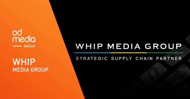 Whip Media Group logo emphasizing strategic supply chain partnership and media industry expertise.