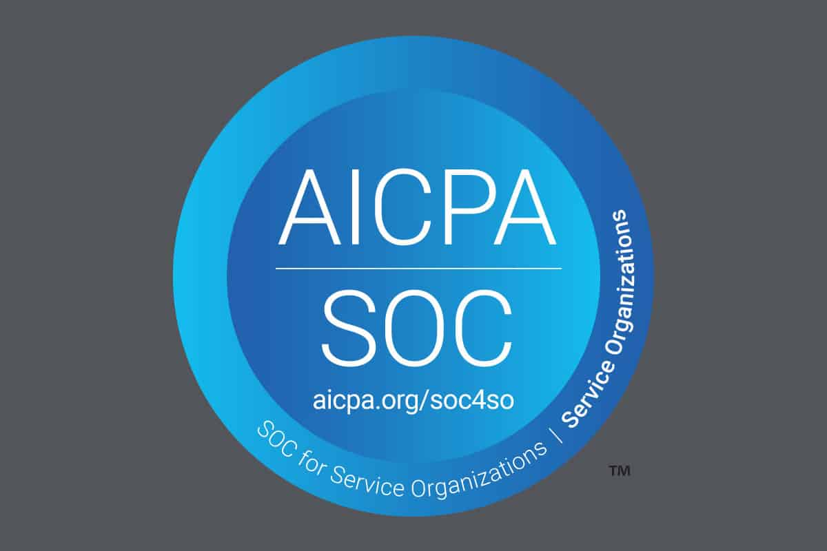 AICPA SOC certification badge highlighting service organizations and compliance standards.