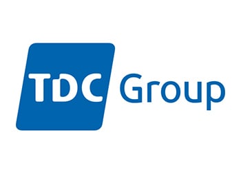 TDC Group logo, technology company branding symbol, blue square with white text, representing digital media and advertising solutions.