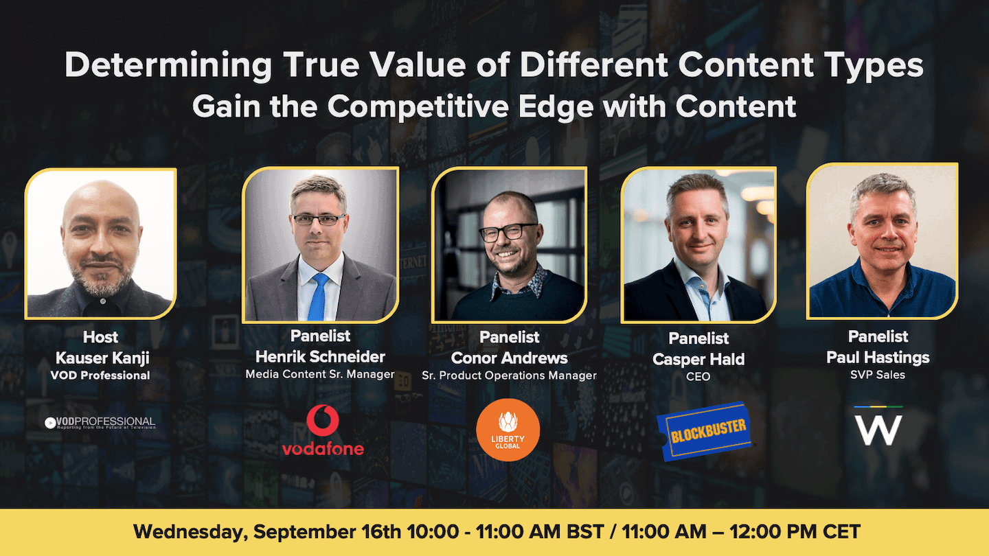 Outcome of an online discussion panel featuring media and content professionals discussing content value and competitive advantage, including speakers from Vodafone, Liberty Global, Blockbuster, and W at Whipmedia event.