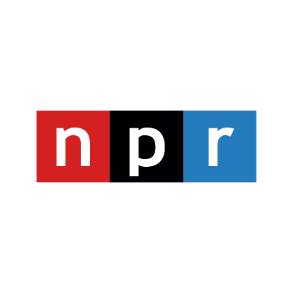 Npr logo featuring red, black, and blue squares with white lowercase letters for National Public Radio.