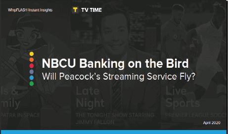 NBCU Banking on the Bird TV show promotional banner featuring a smiling host, vivid colors, and sports background scenes, highlighting streaming service discussions with a focus on entertainment and sports content.