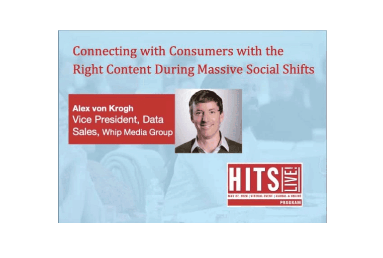 Connecting with consumers through content during social shifts featuring Alex von Krogh, Vice President of Data Sales at Whip Media, at the HITS LIVE! virtual event.