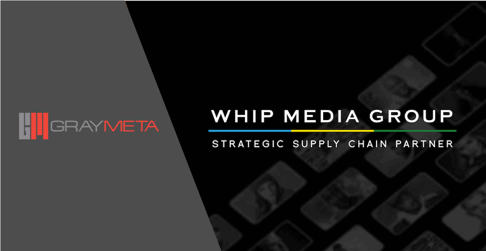 GrayMeta Whip Media Group logo, a strategic supply chain partnership in media and entertainment industry.