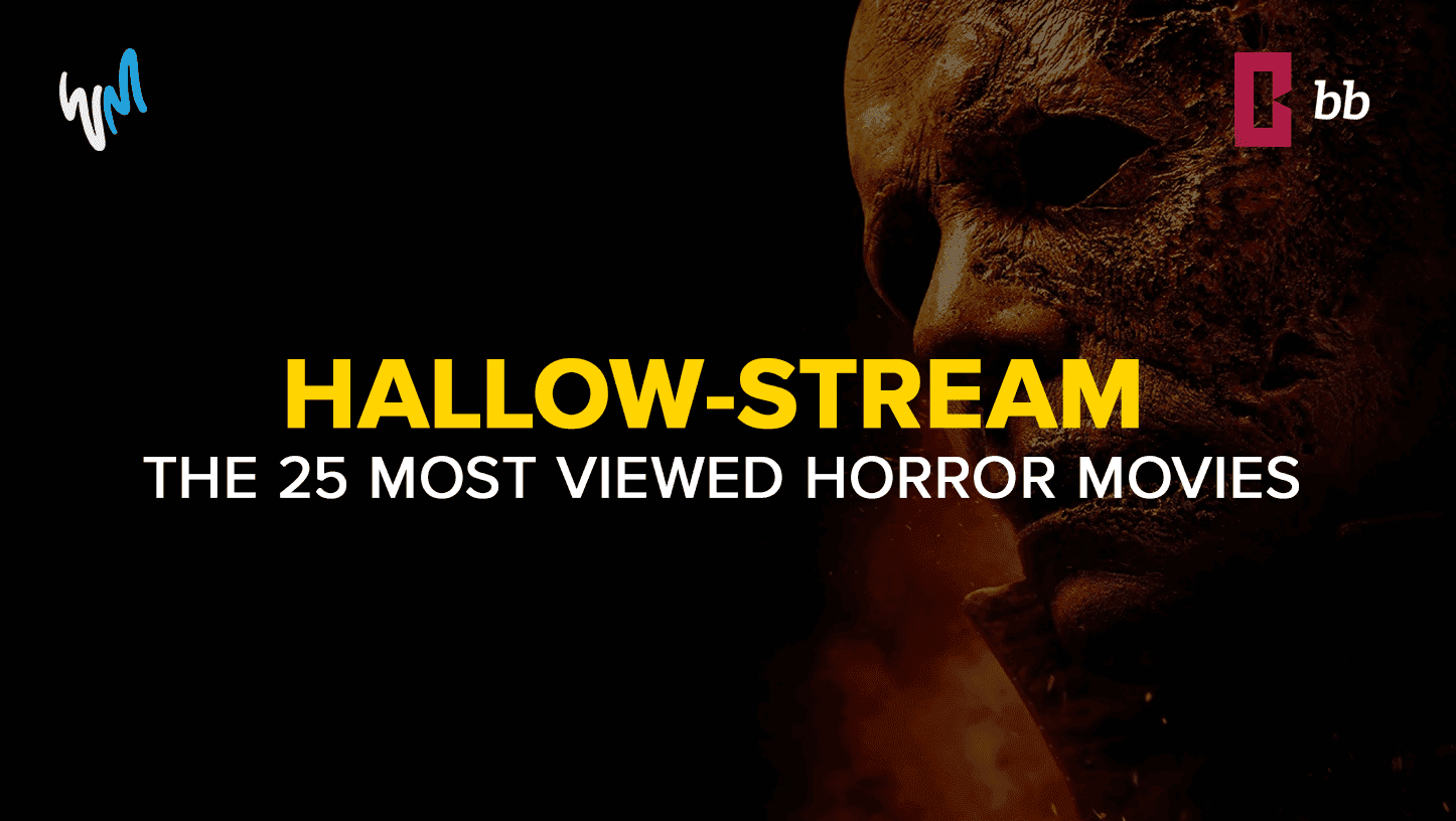 Halloween horror movie poster with terrifying mask for horror movie streaming service.