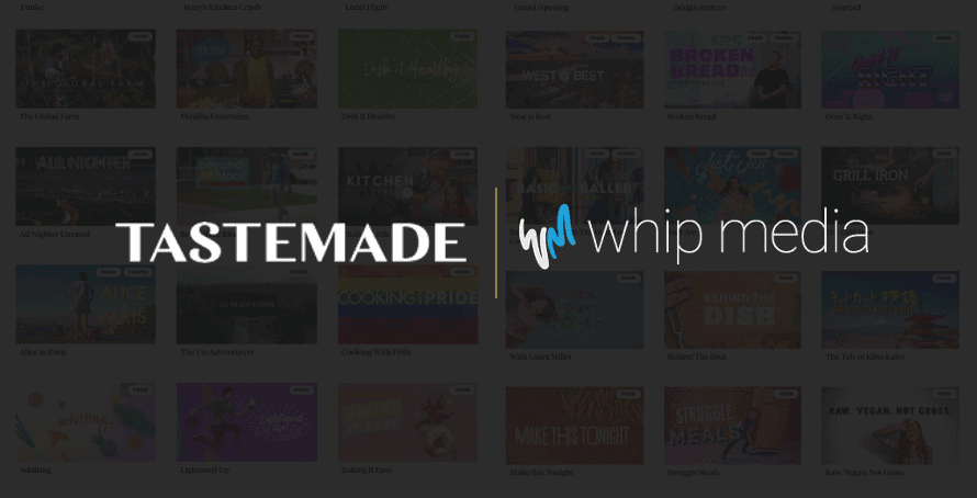 Whip media logo and TASTEMADE branding for digital entertainment and content creation.