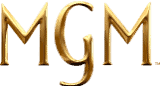 MGM logo in gold with a sleek metallic finish, emphasizing classic entertainment branding for film and television studio.
