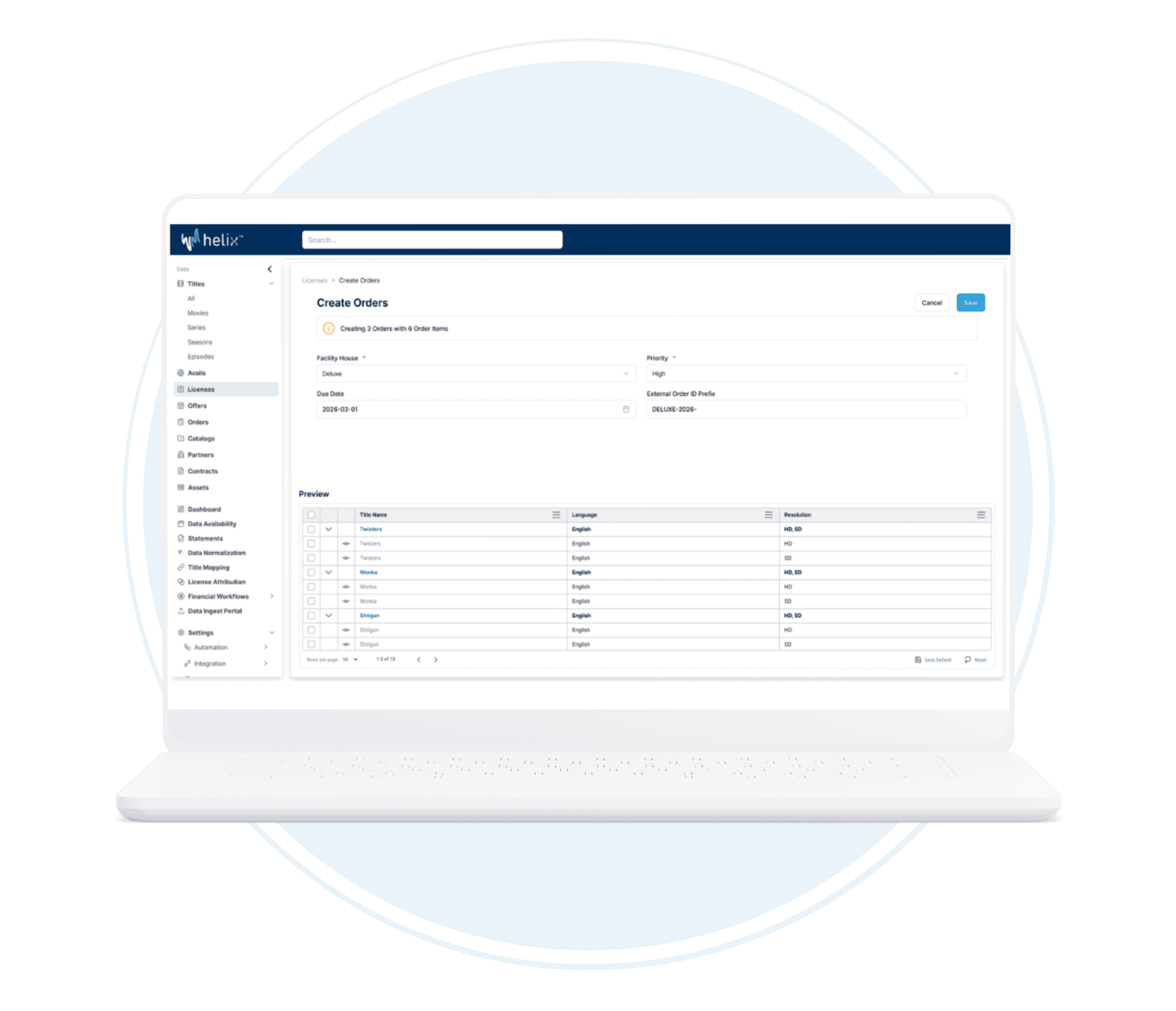 Efficient order management software interface displayed on a laptop screen, showcasing features for creating and tracking orders in a professional business environment.