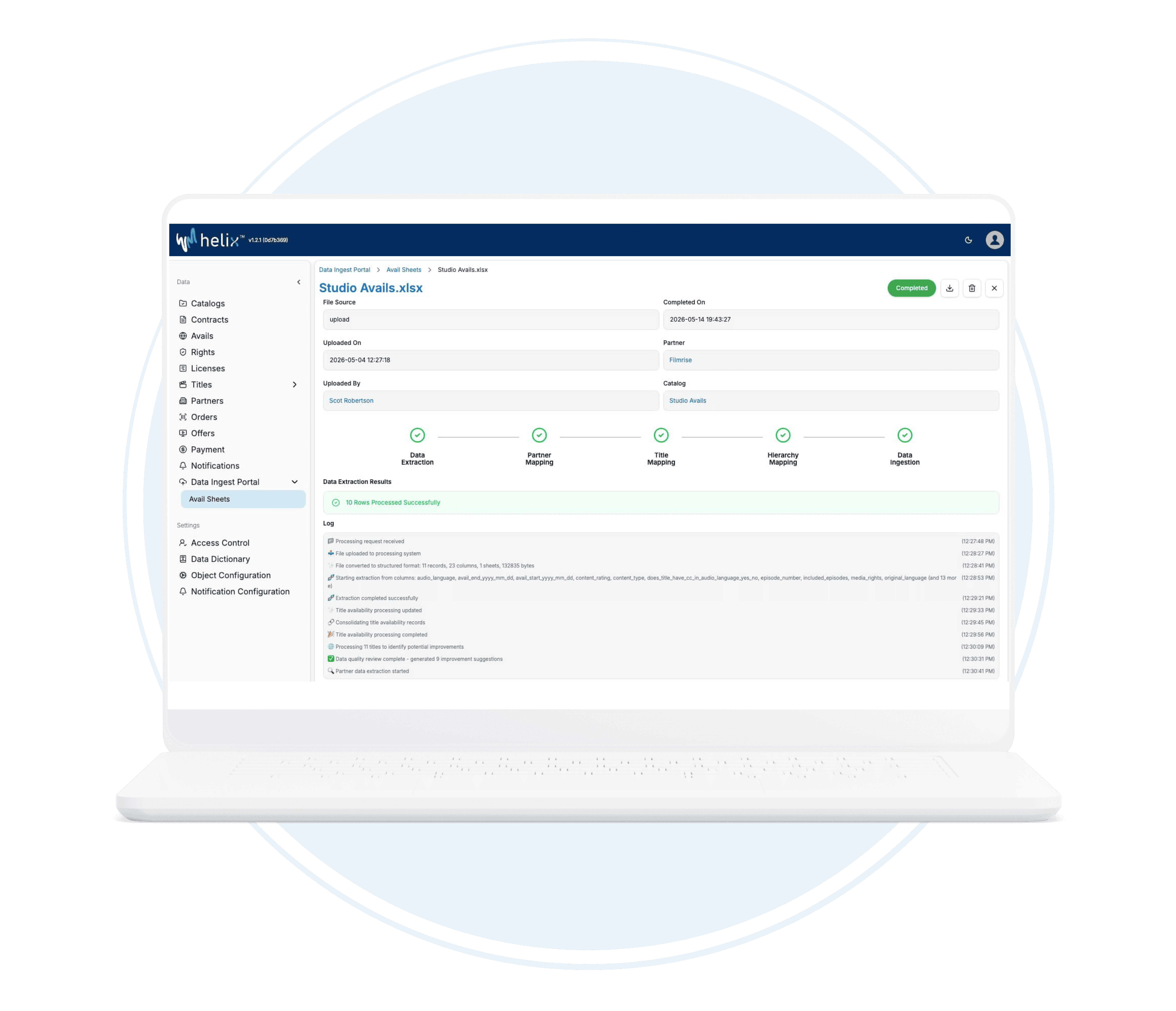 Analytics dashboard interface showing media data and reporting tools for studio management.